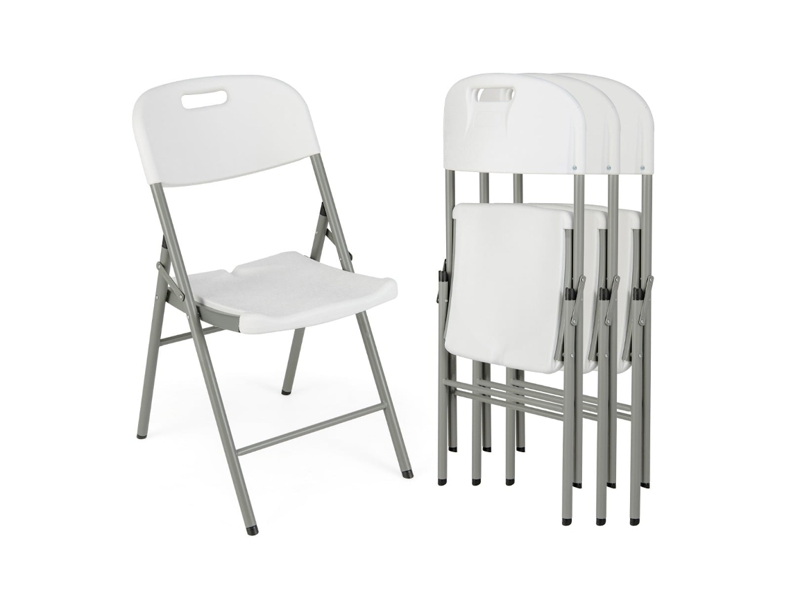 Conjunto de 4 Cadeiras Dobráveis em Metal, Portáteis, Branco NORTHIX