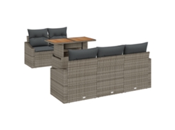 Conjunto 6 Conjunto De Jantar De Jardim Vidaxl Cinzento Vime Pe (100 X 55 X 73 Cm)