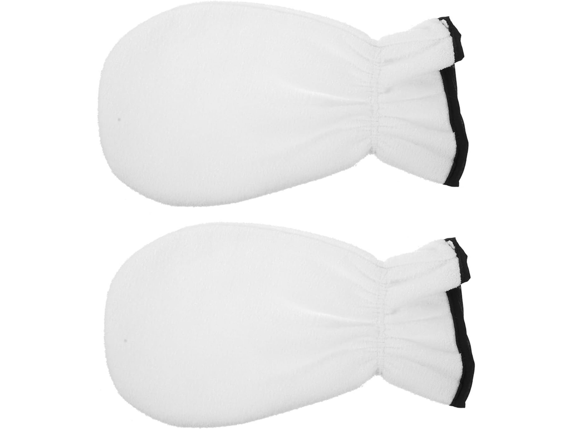 Luvas Esfoliantes De Flanela Branca Reutilizáveis