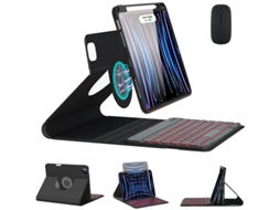 Capa Protetora Magnética Minimalista Preta Teclado Retroiluminado Preto Com Teclas Quadradas Mouse Preto, Para Ipad Air 1/2/pro 9.7 2017/2018 Yunzii