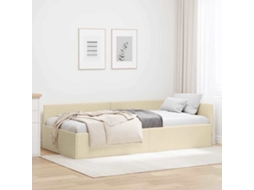 Vidaxl Estrutura De Cama De Canto Creme 90 Cm X 200 Cm Tecido