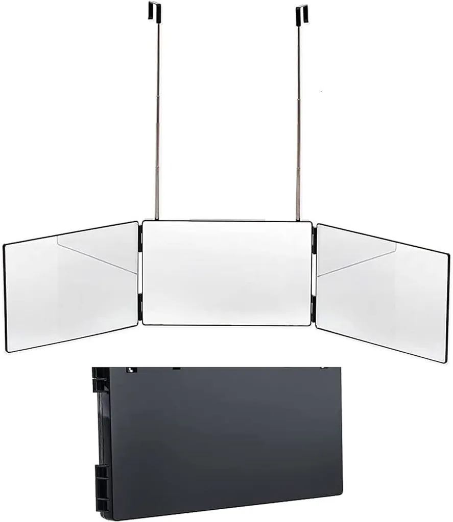 Espelho Triplo Dobrável Led Para Parede, Sem Perfuração, 3 Ângulos Visuaisblack