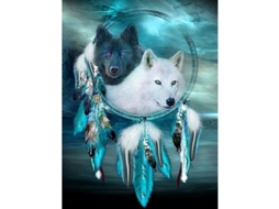 Pintura De Diamantes 5d Diy Cazador De Sueños Lobo Accesorios Completos Bordado Animal