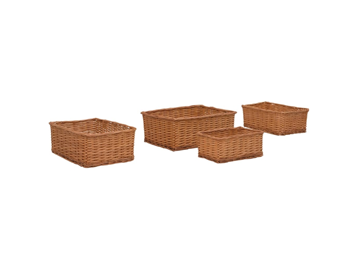 Nesting Basket Set, Nesting Basket Sets Vidaxl Marrom Vime (45 X 40 X 17 Cm)