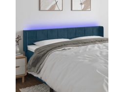 Vidaxl Cabeceira Cama C/ Luzes Led Veludo 203x16x78/88 Cm Azul-escuro