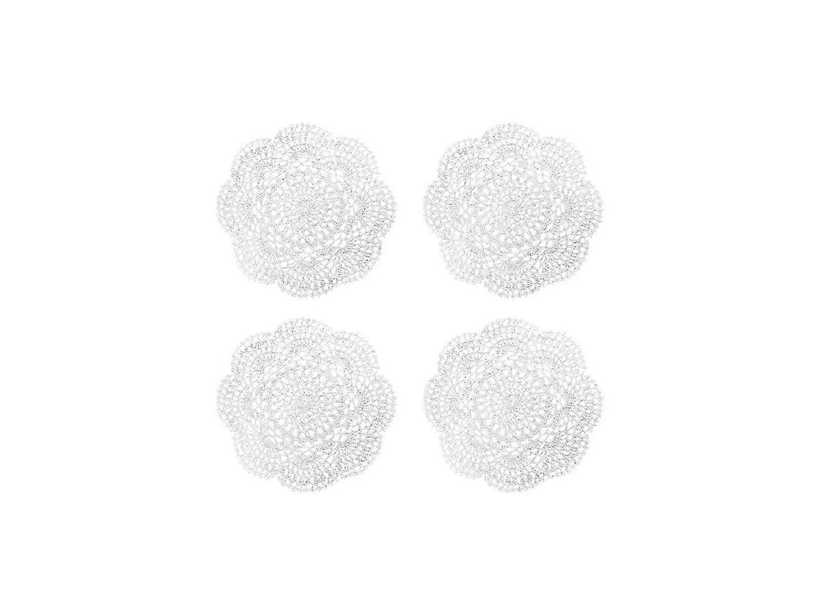 Lurelia Caminho De Mesa Redonda Algodão Renda Crochê Branco 22x22cm Feito À Mão