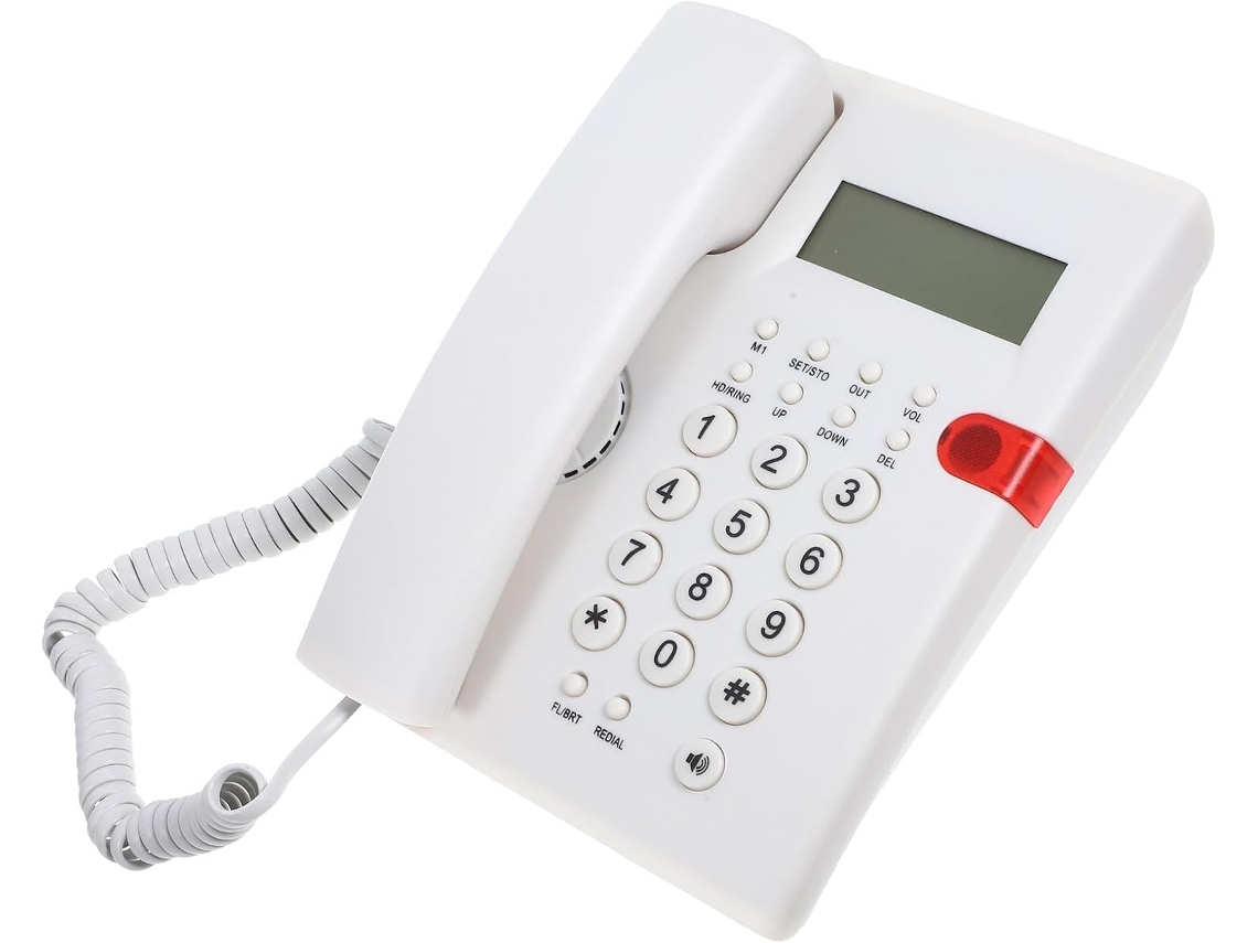 Telefone De Mesa Branco, Reutilizável E Com Tela Grande