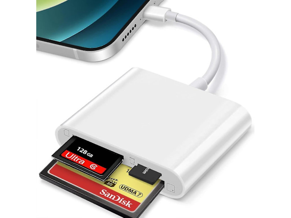 Leitor de Cartão Cf Sd Tf para Dispositivo com Conector de 8 Pinos AQUAFORGE