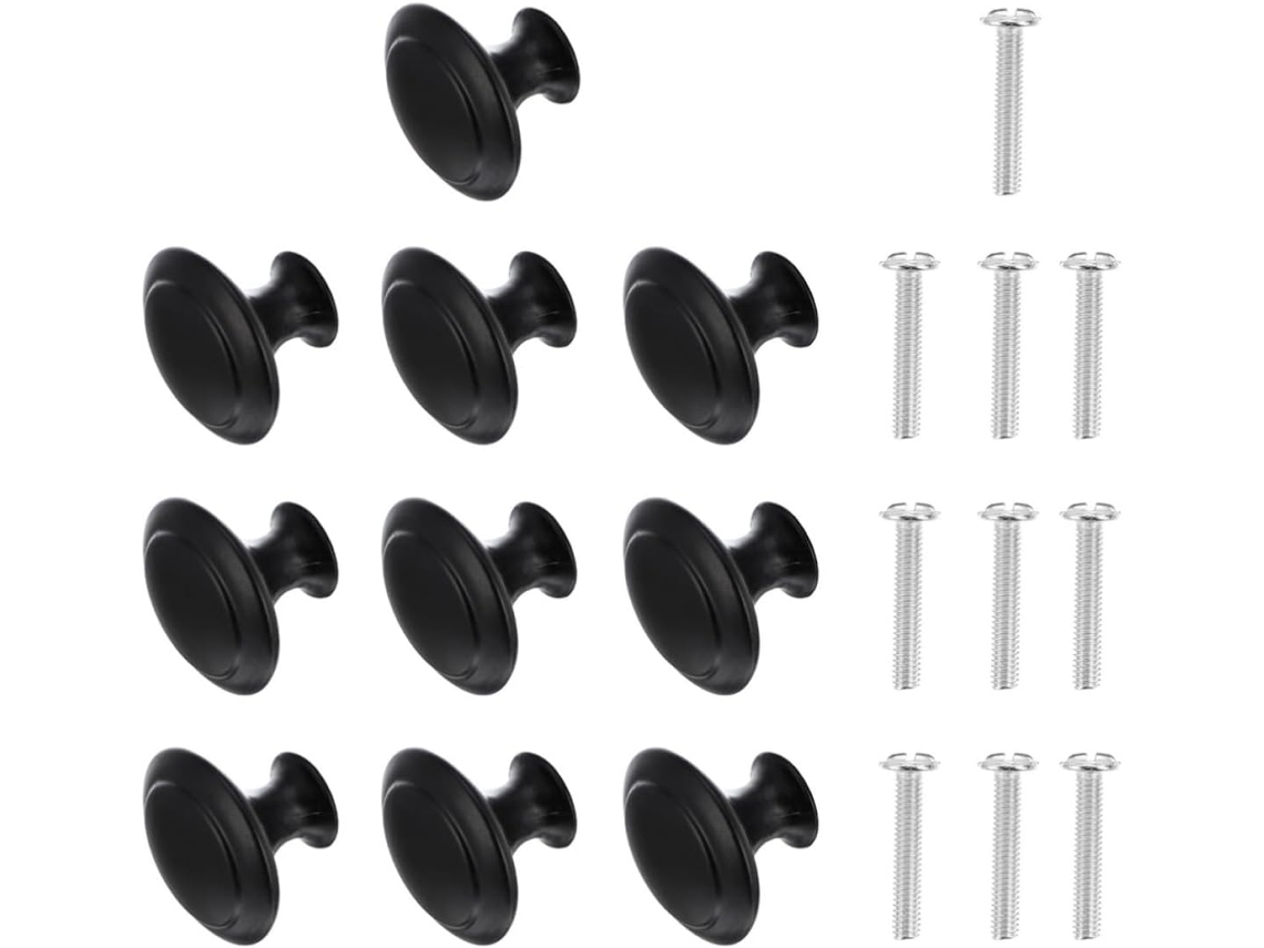 Pretyzoom Conjunto De 10-puxadores Armário Em Aço Inoxidável Preto Com Alças Liga Zinco Formato Cogumelo Para Gavetas E