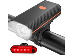 Conjunto De Luzes Recarregáveis ​​para Bicicleta Com Farol Dianteiro E Lanterna Traseira (laranja)