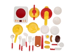 Primerox conjunto de Brinquedos de Cozinha 25pcs com Panelas, Utensílios e Comida para Brincar de Fazer Comida