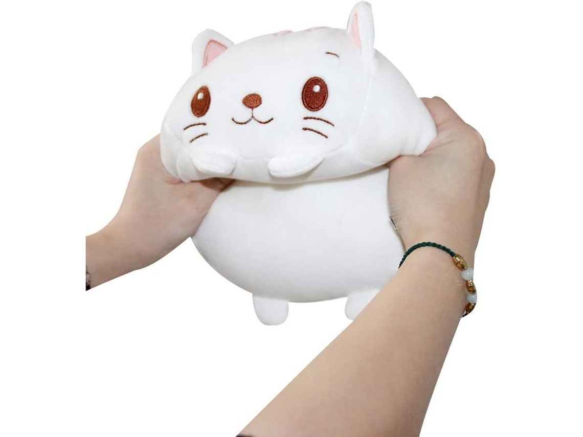 2026-almohada Cilíndrica De Peluche De Gato Blanco Bonito, Almohada Kawaii Para Niños (20cm)