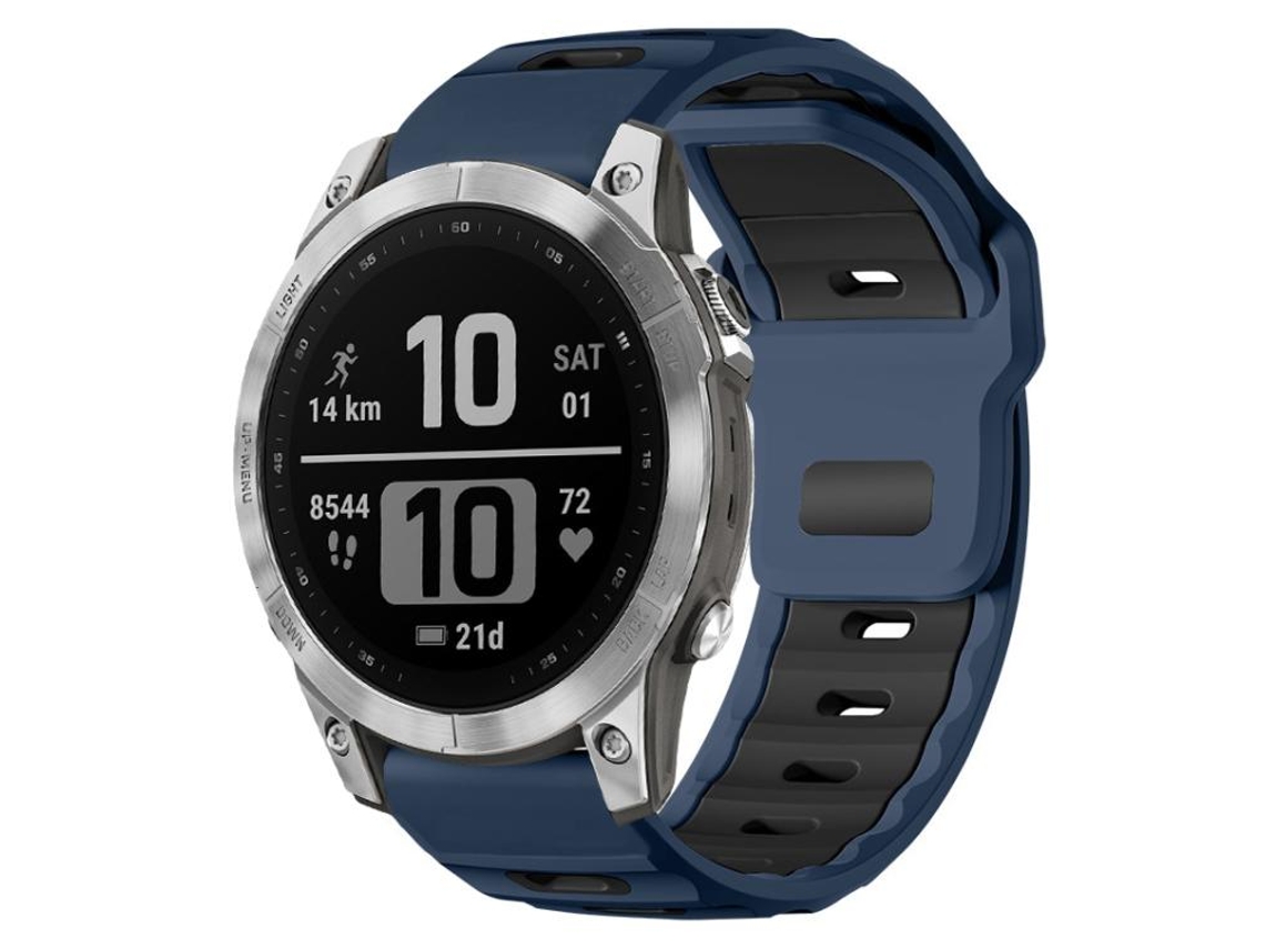 Bracelete para Garmin Fenix 8 / 7 / 6 / 5 silicone bicolor com encaixe plano azul, cinza e preto XIAOMOYU (22mm)