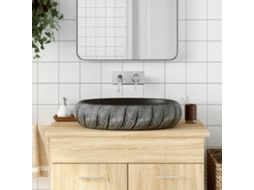 Vidaxl Lavatório De Bancada Oval 59x40x15 Cm Cerâmica Preto E Cinza