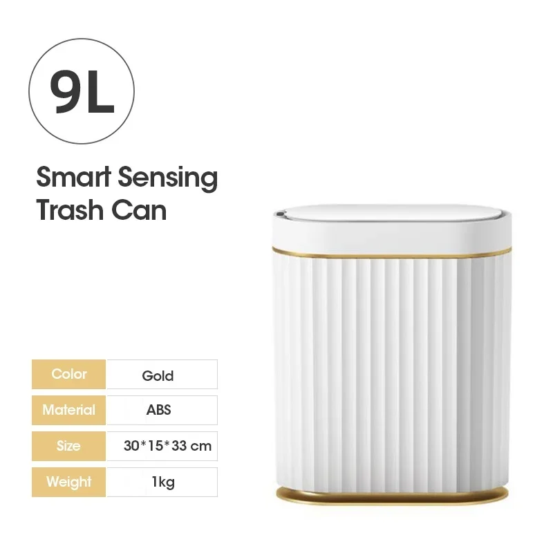 Lixeira Inteligente (recarregável Via Usb, 9l, Dourada) Com Sensor Eletrônico Automático.