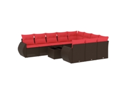 Conjunto de Sofá de Jardim, 11 Peças, Almofadas, Rattan Preto MAISON EXCLUSIVE