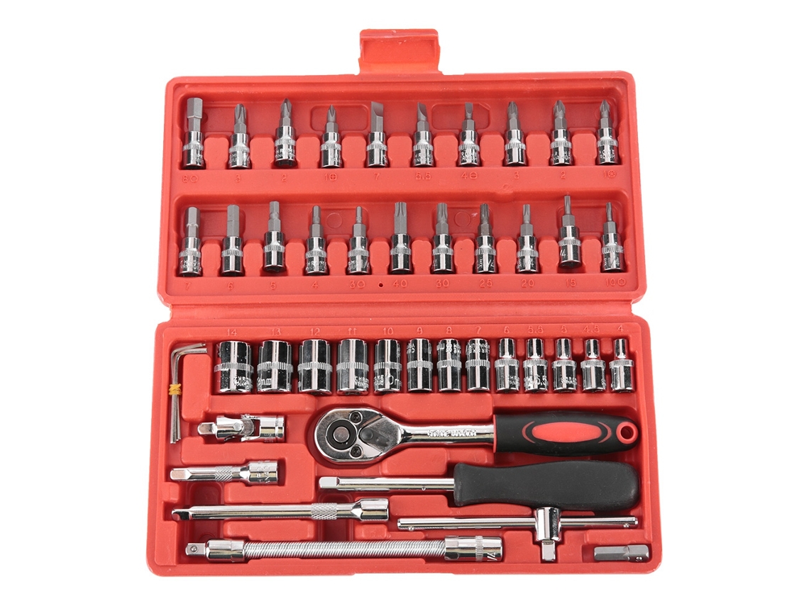 Laxiscreed Kit De Ferramentas Com 46 Peças: Chaves De Caixa, Driver, Extensões E Bits Para Reparações