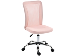Cadeira De Escritório Ergonómica Altura Regulável, Base Cromada Giratória 360°, Revestimento Em Rede Rosa