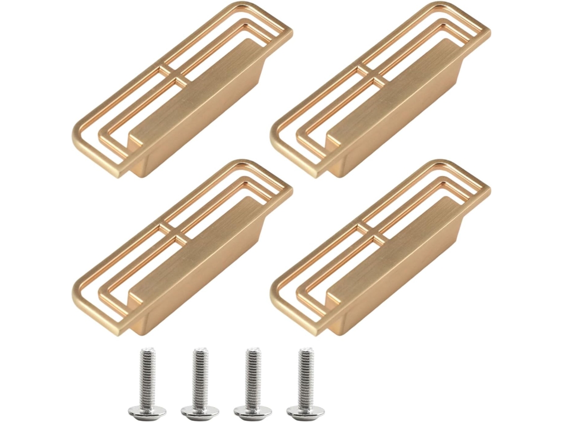 Conjunto De 4 Puxadores Metálicos Simples E Quadrados Para Gavetas Móveis, Ideais Para Decoração E Cômodas