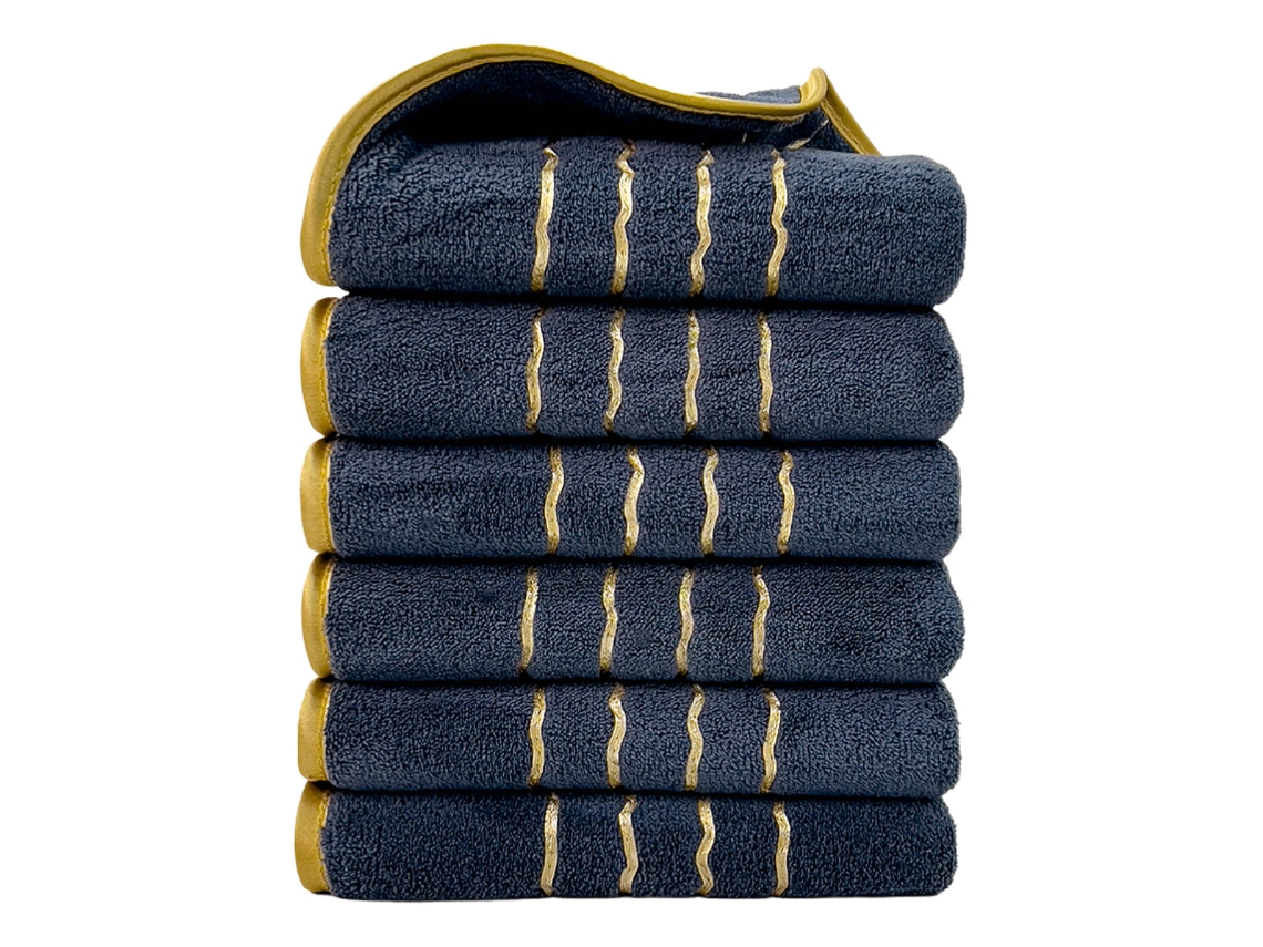 Toalhas de Lã Coral, Pacote com 6 Unidades, Tamanho 34*74 Cm, Macias e Absorventes CZHHMART (azul)
