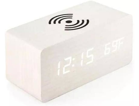 Relógio Despertador Carregador Wireless Qi Branco