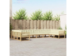 Vidaxl Conjunto De Sofás Para Exterior 10 Unid. Branco E Creme