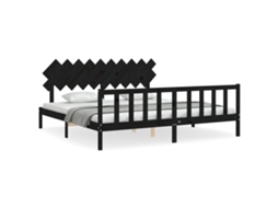 Estrutura De Cama Vidaxl Preto Madeira De Pinho Maciça (205.5 X 205.5 X 80.5 Cm)