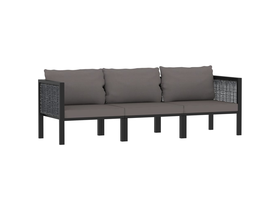 Sofá LOVELY HOME Relax de Jardim 3 Lugares com Almofadões Vime Pe