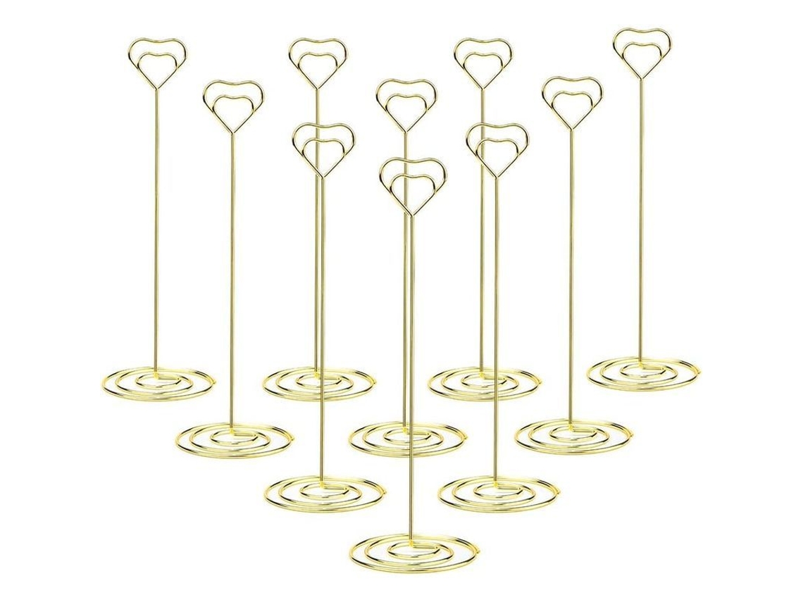 10 Peças De Suportes De Cartões De Mesa Com Clip Coração 22cm Prata Para Casamentos, Festas, Escritório