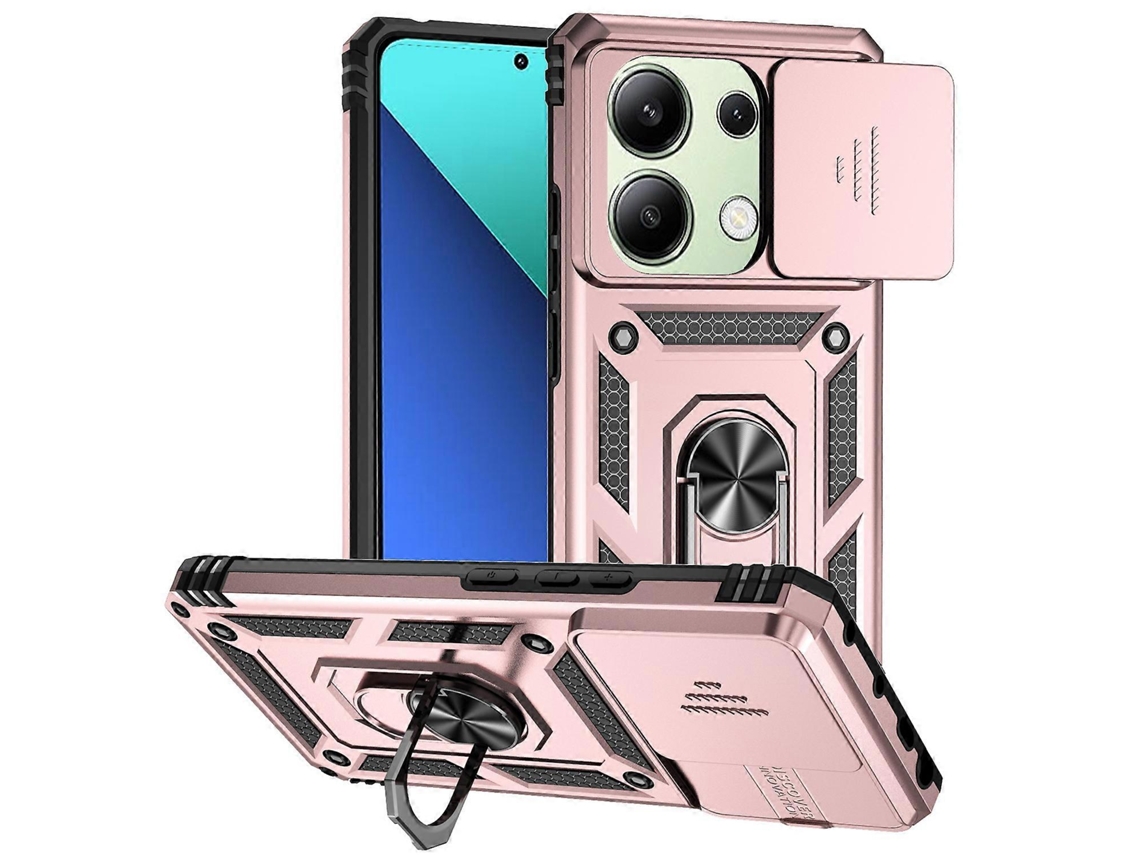 Compre Para Xiaomi Redmi Note 13 Pro 4g / Poco M6 Pro 4g Capa Com Lente Aprimorada Proteção Pc Tpu Capa De Celular Com Suporte Ouro Rosa