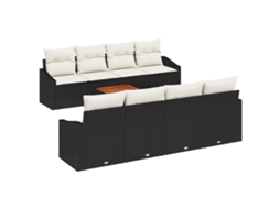 Conjunto 9 Conjunto De Sofá De Jardim Vidaxl Preto Vime Pe (233 X 62 X 69 Cm)