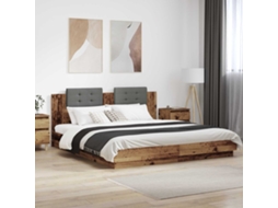 Vidaxl Estrutura De Cama Com Cabeceira Madeira Antiga 200 X 200 Cm