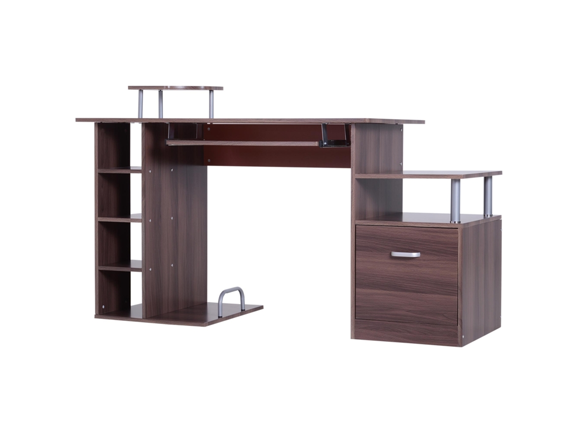 Mesa De Computador Para Quarto E Escritório Com Gaveta E Prateleira De Madeira.