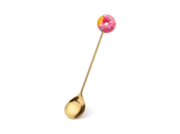 Cucharas De Postre Bonitas 6 Piezas Donut Macaron Pirulito De Acero Inoxidable Resistente En Tonos Dorado, Rojo Y Rosa
