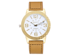 Relógio masculino analógico de quartzo com pulseira de PU, estilo clássico, simples e elegante (bege)