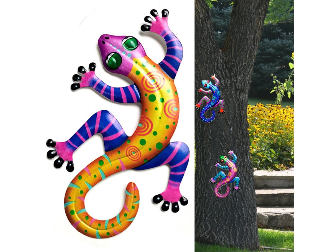 Decoração De Parede Lagarto De Ferro Para Casa Jardim Árvore Muro Varanda