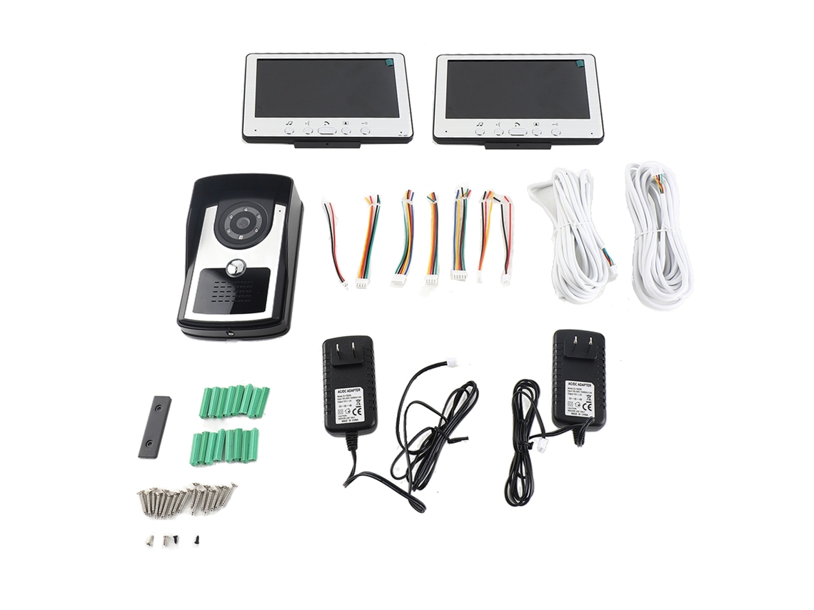 Campainha De Interfone De Vídeo Com Fio De 7 Polegadas 815fc12 (1 Para 2, Compatível Com Padrão Americano 110-24v)