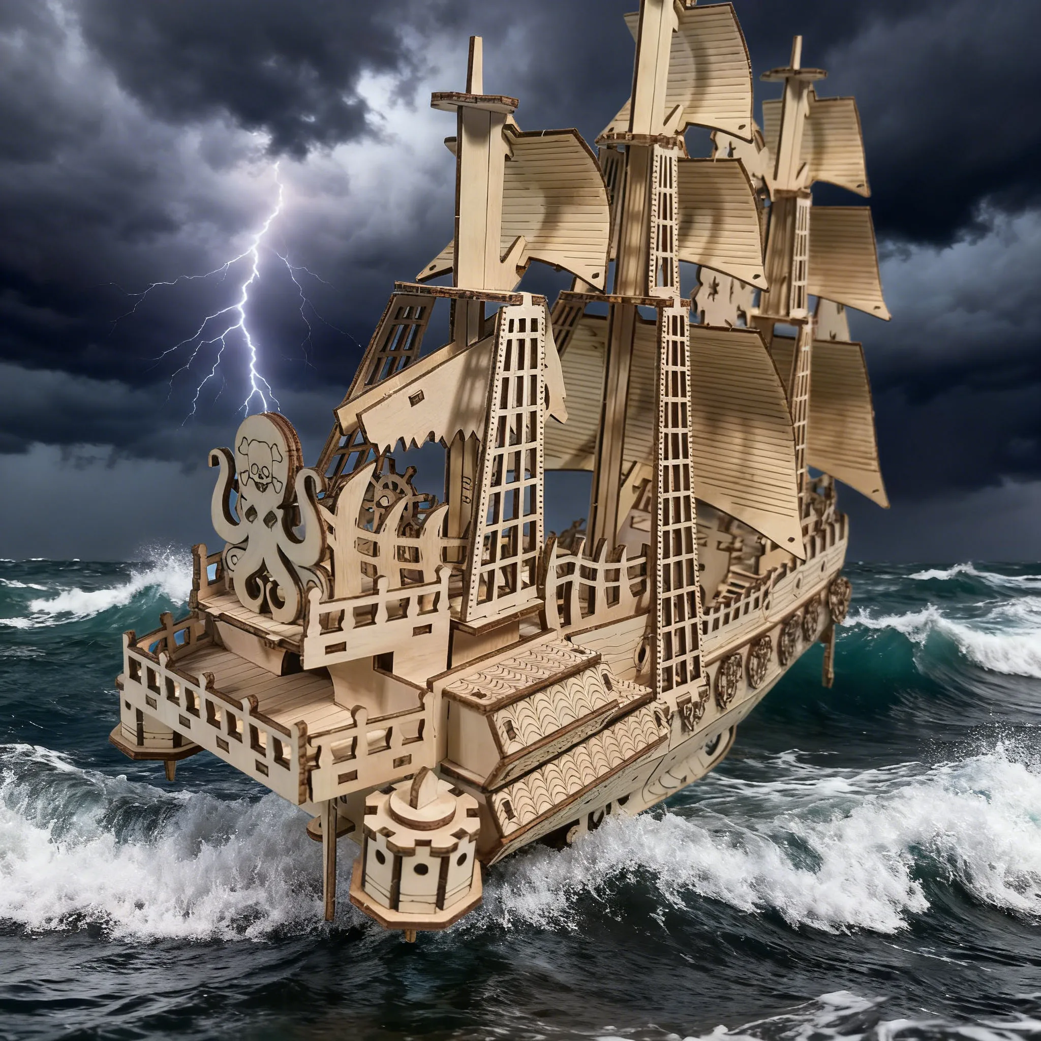 Quebra cabeça 3d de Madeira do Navio Dutchman MDUG