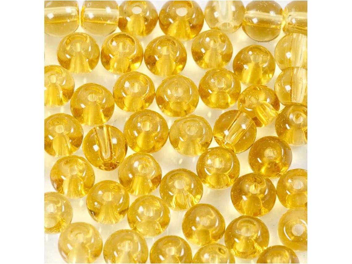 45 Contas de Vidro Facetadas Redondas 4 Mm Amarelo Creotime