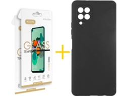 Capa e Película Samsung A12 5G ACCETEL Vidro Temperado 3860 Preto