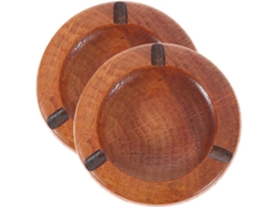 Conjunto 2 Cinzeiros Redondos Madeira Natural Compactos 10x3 5 Estar Escritório Restaurante Recipiente Simples GOKOCO