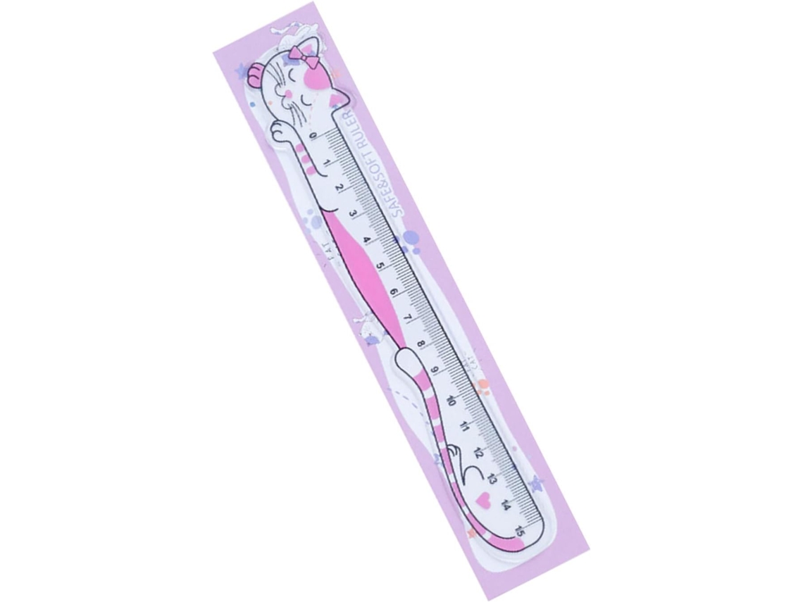 Régua sólida de 15 cm com escala transparente, ferramenta de medição com carimbo Gatinhos para design e ensino.