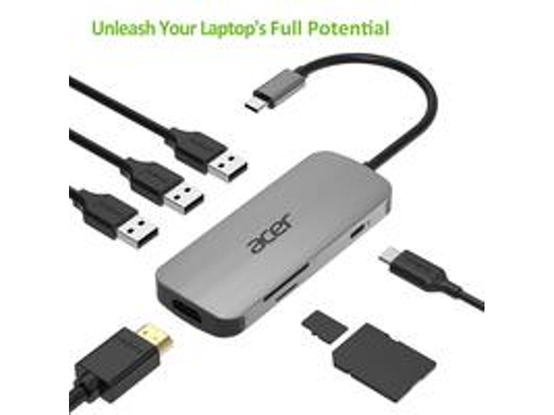 Acer Hp.Dscab.008 Base &amp; Duplicador de Portas com Fios Usb 3.2 Gen 2 3.1 Gen 2 Type-C Prateado