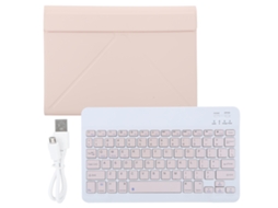Conjunto De Proteção Para Tablet Teclado Sem Fio Bluetooth Suporte Ultra Fino Rosa