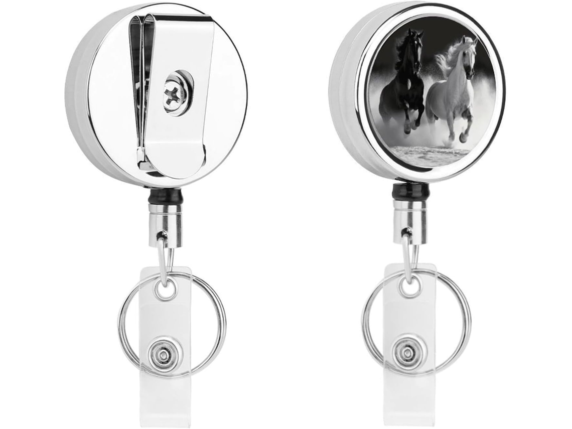 Porta Crachá Retrátil De Metal Resistente E Moderno Com Cordão De Nylon De 68cm, Ideal Enfermeiros E Profissionais
