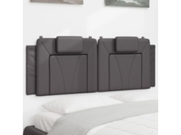 Vidaxl Almofadão De Cabeceira Viana 140 Cm Couro Artificial Cinzento
