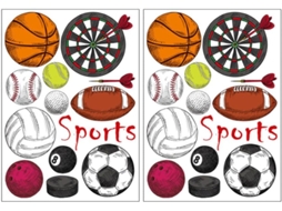 2 Folhas De Adesivos Decorativos De Parede Com Motivos De Futebol, Basquete E Rúgbi.