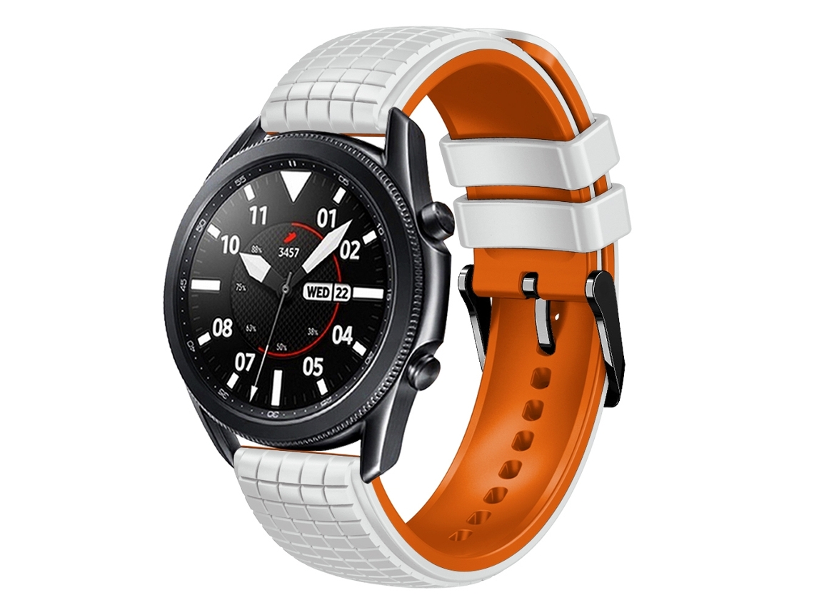 Bracelete para Smartwatch de silicone de dois tons de malha universal de 22 mm (branco laranja)