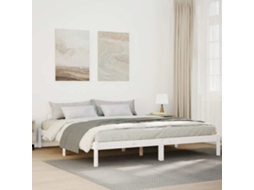 Vidaxl Cama Extra Longa Sem Colchão 200x210 Cm Pinho Maciço Branco