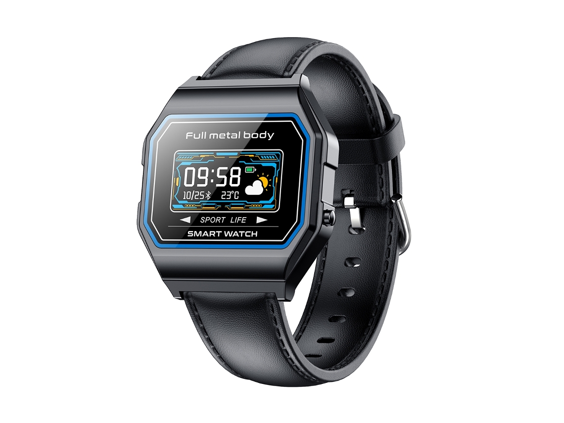 Smartwatch KW18 IP67 com tela colorida com pulseira de couro de 0,96'' (preto)